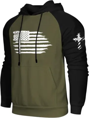 Mens Fashion Hoodies For Flag Print Drawstring Causal With Pockets Long Sleeve Hooded Sweatshirts