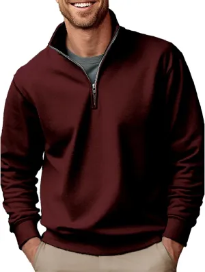 Men's Fleece Crewneck Sweatshirt Zipper Long Sleeved Hoodie Pullover Hooded Sweatshirt Sweat Shirt Mens Sweat Shirt