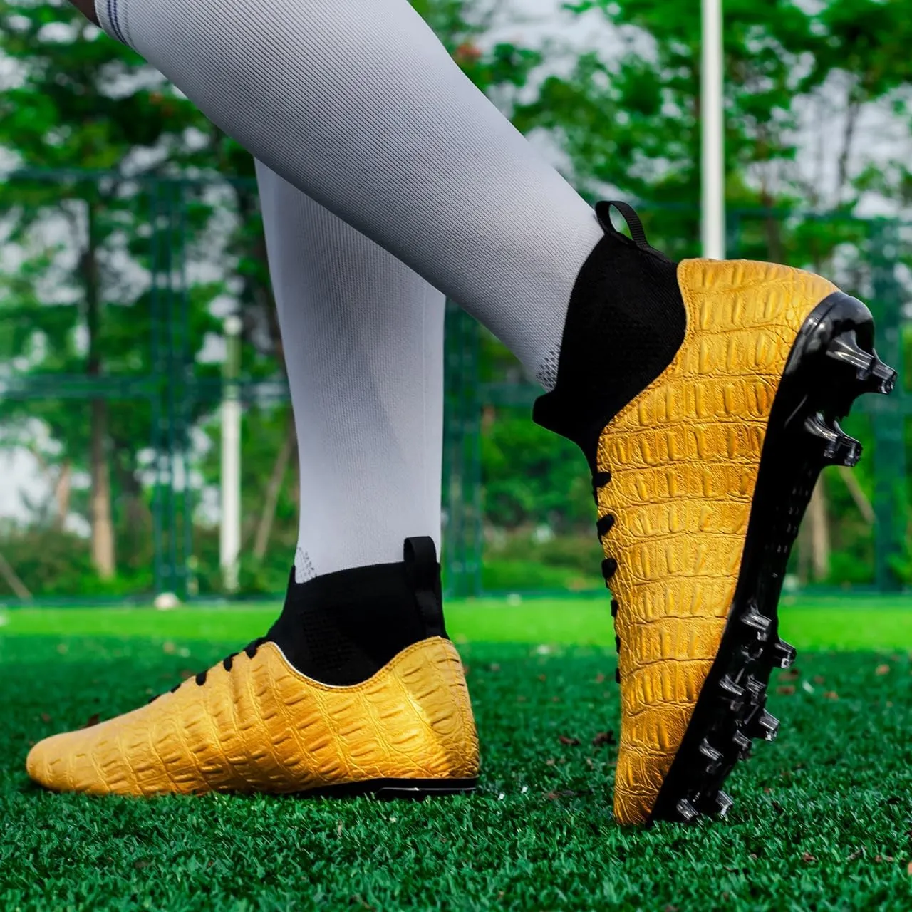 Men's High-Top Soccer Cleats for Youth & Kids  Lightweight Football Cleats for Firm Ground & Turf  Durable Training Futsal Shoes, Athletic Boys' Football Shoes for Indoor & Outdoor Play