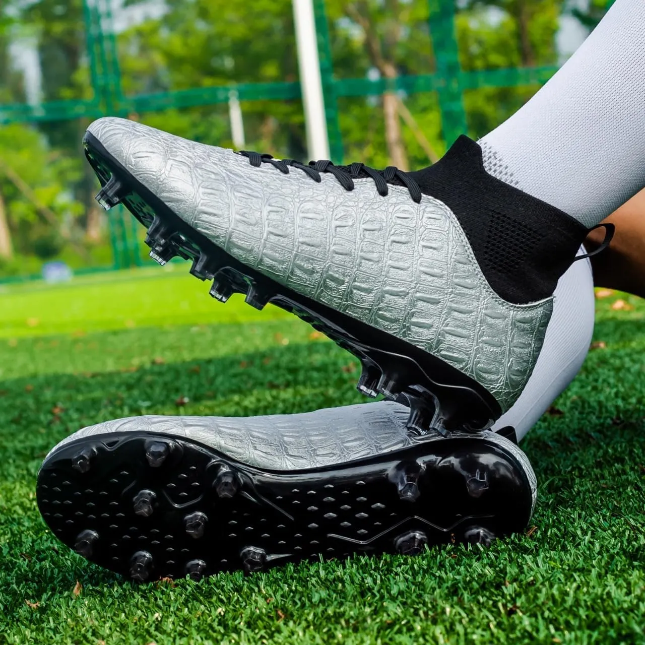 Men's High-Top Soccer Cleats for Youth & Kids  Lightweight Football Cleats for Firm Ground & Turf  Durable Training Futsal Shoes, Athletic Boys' Football Shoes for Indoor & Outdoor Play