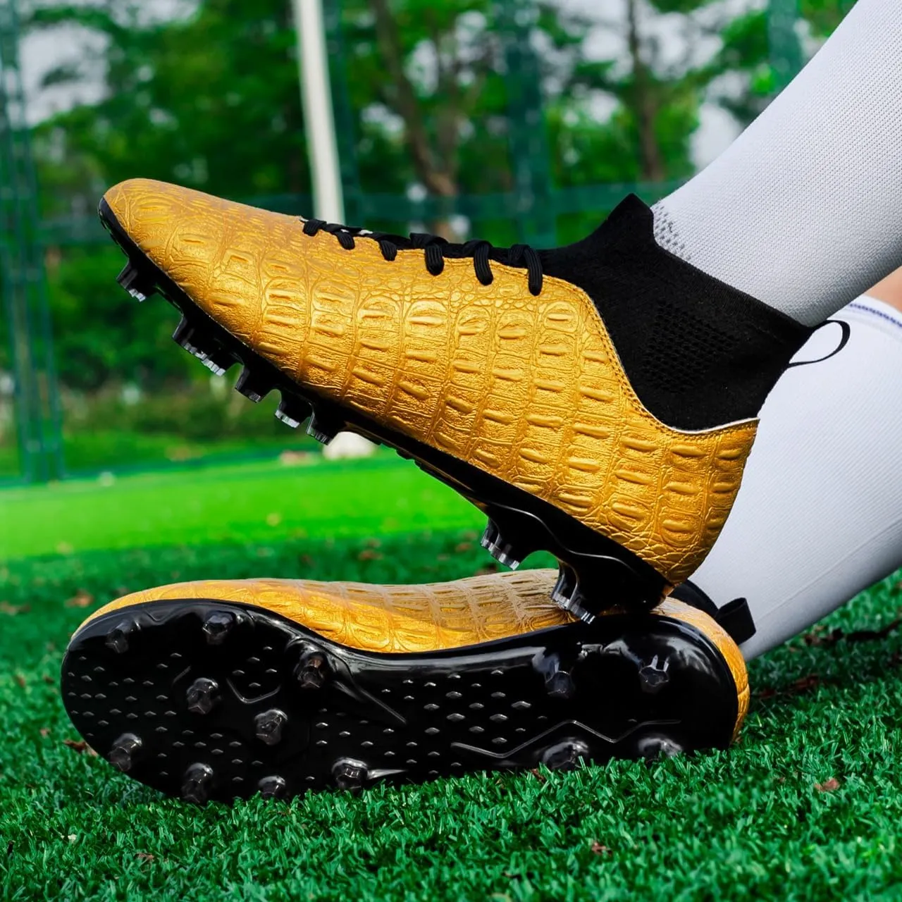 Men's High-Top Soccer Cleats for Youth & Kids  Lightweight Football Cleats for Firm Ground & Turf  Durable Training Futsal Shoes, Athletic Boys' Football Shoes for Indoor & Outdoor Play