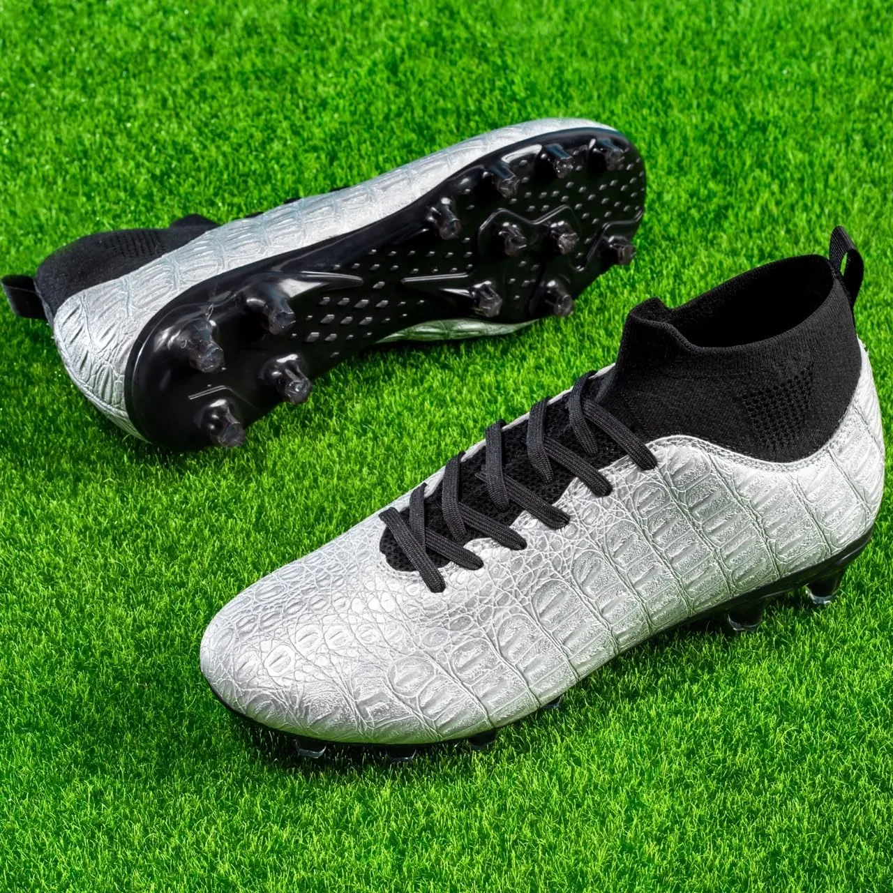 Men's High-Top Soccer Cleats for Youth & Kids  Lightweight Football Cleats for Firm Ground & Turf  Durable Training Futsal Shoes, Athletic Boys' Football Shoes for Indoor & Outdoor Play