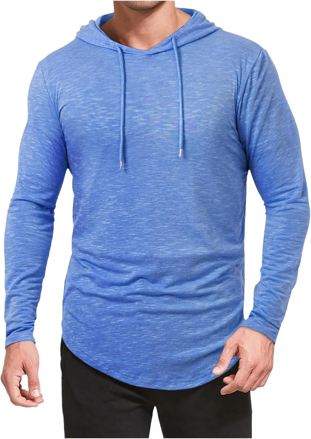 Mens Hoodie Shirts Long Sleeve Solid Color Hooded Sweatshirts Tops Lightweight Plus Size Loose Fit Pullover Shirt S-2XL