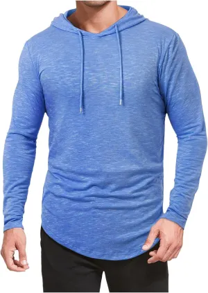 Mens Hoodie Shirts Long Sleeve Solid Color Hooded Sweatshirts Tops Lightweight Plus Size Loose Fit Pullover Shirt S-2XL