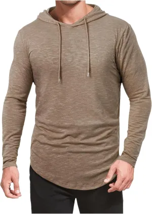 Mens Hoodie Shirts Long Sleeve Solid Color Hooded Sweatshirts Tops Lightweight Plus Size Loose Fit Pullover Shirt S-2XL