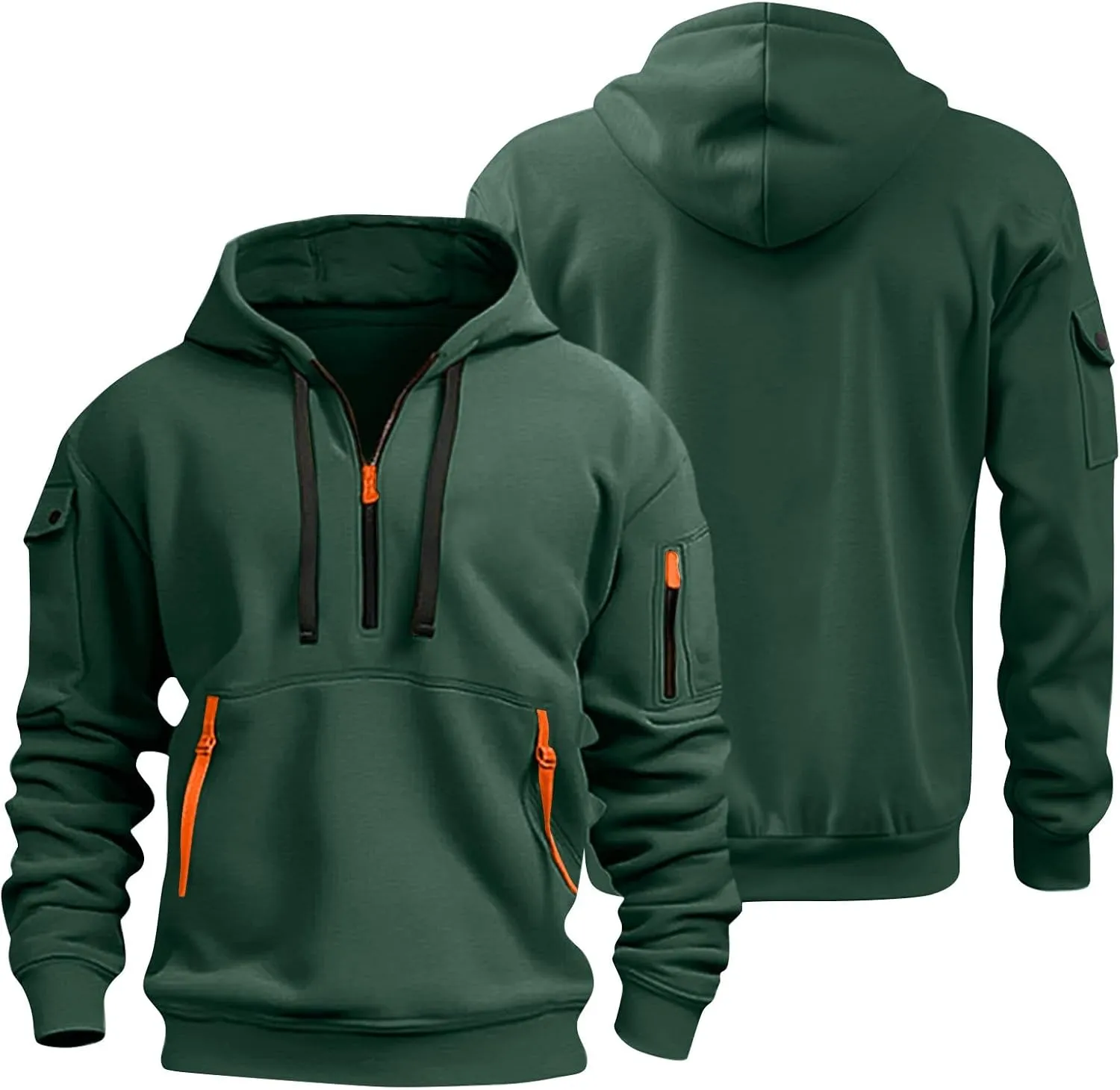 Mens Hoodies 1/4 Zip Fashion Running Athletic Drawstring Sweatshirt for Men Casual Stylish Hoodie with Pockets