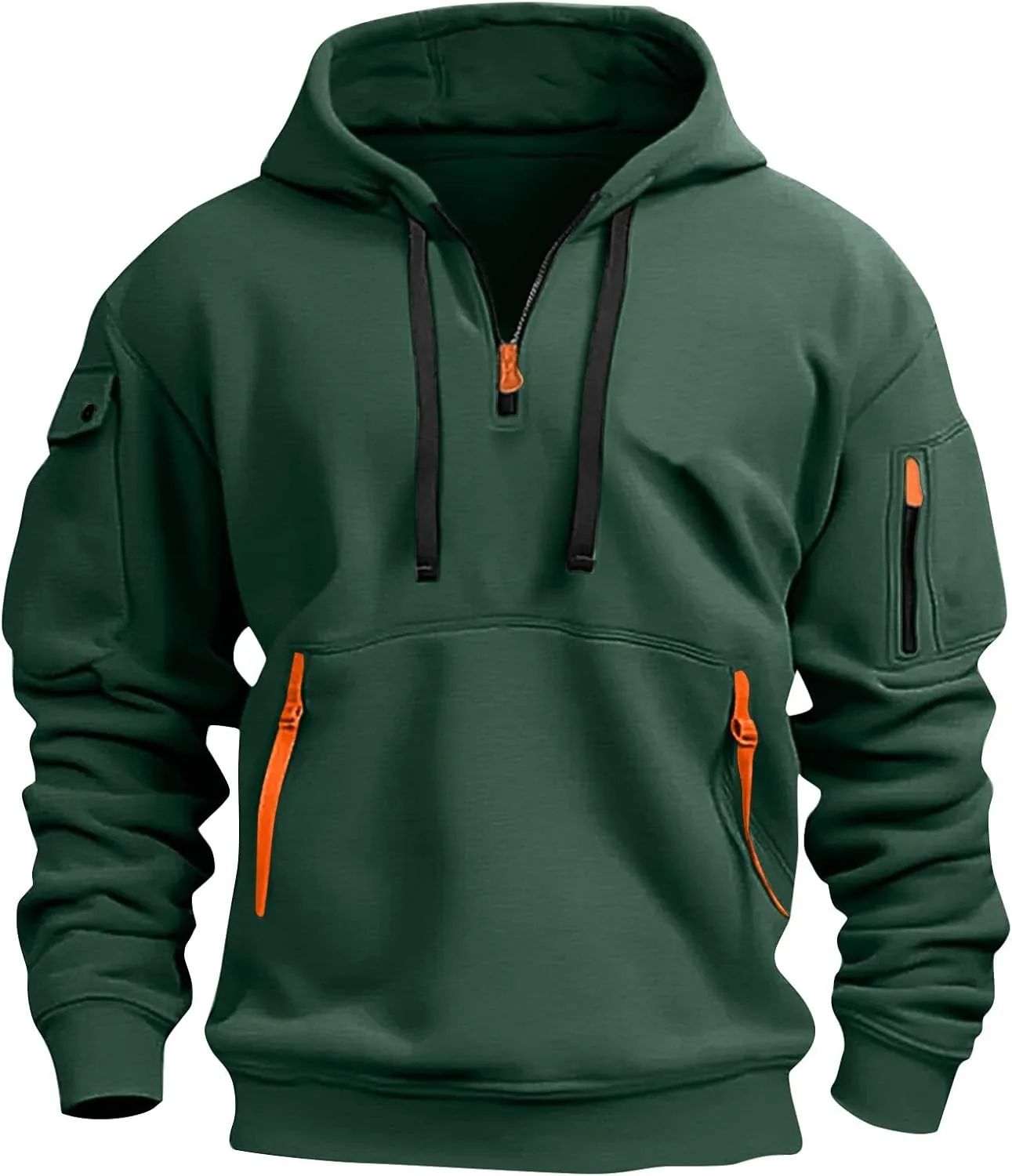 Mens Hoodies 1/4 Zip Fashion Running Athletic Drawstring Sweatshirt for Men Casual Stylish Hoodie with Pockets