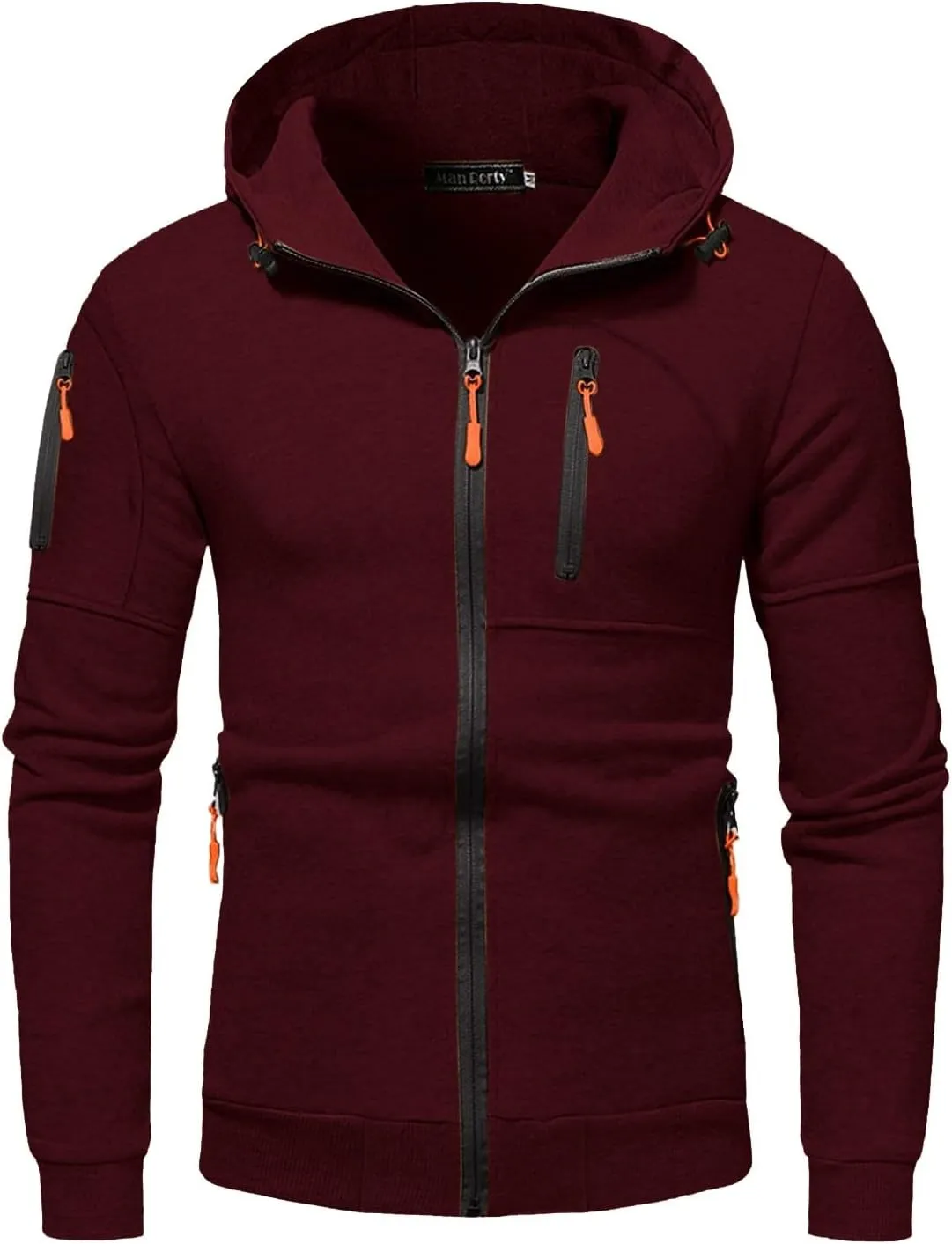Men's Hoodies Full Zip Casual Cotton Hooded Fleece Drawstring Hoodies Pullover Sweatshirts Casual Long Sleeve Shirts