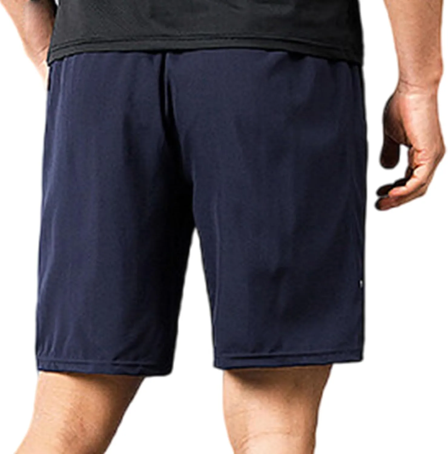 Men's Ice Silk Elastic Shorts Men's Quick Drying Shorts Zipper Pocket Workout Running Shorts Summer Loose Casual Shorts