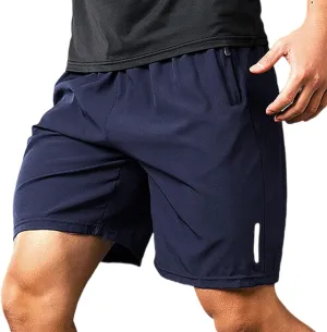 Men's Ice Silk Elastic Shorts Men's Quick Drying Shorts Zipper Pocket Workout Running Shorts Summer Loose Casual Shorts