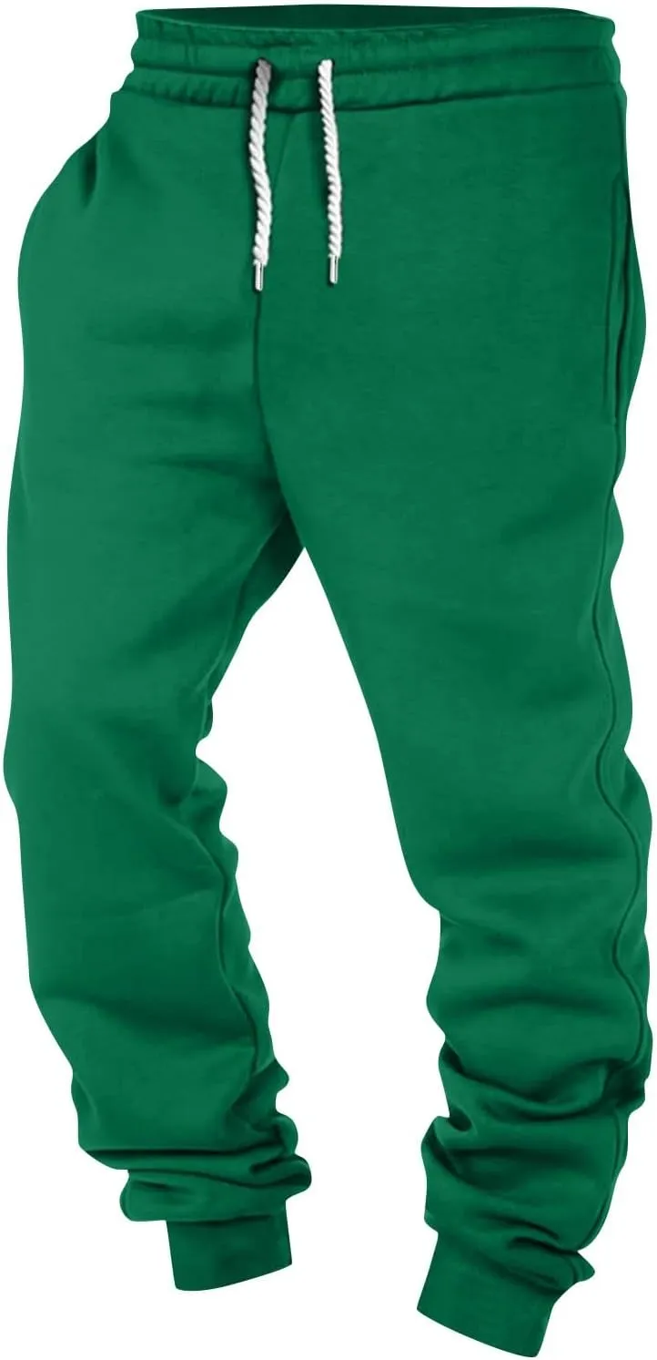 Mens Jogging Pants Baggy Casual Solid Color Sweatpants Stretch Elastic Waist Drawstring Sport Pants with Pockets