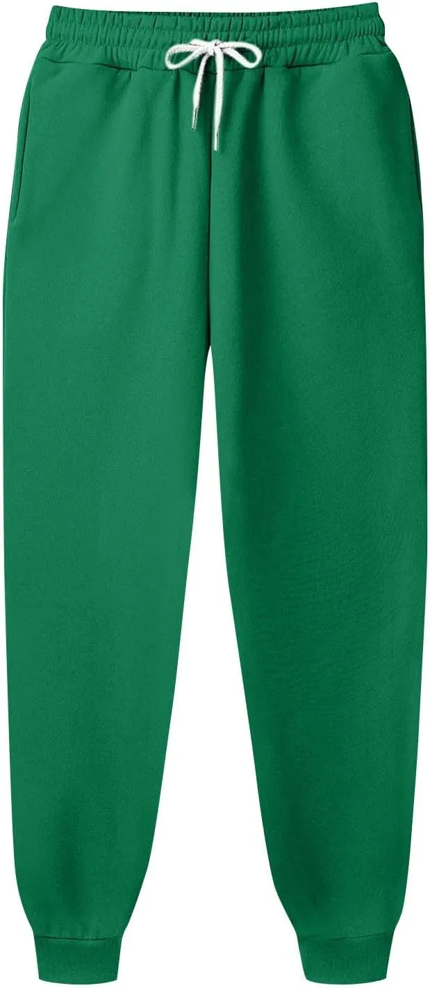 Mens Jogging Pants Baggy Casual Solid Color Sweatpants Stretch Elastic Waist Drawstring Sport Pants with Pockets