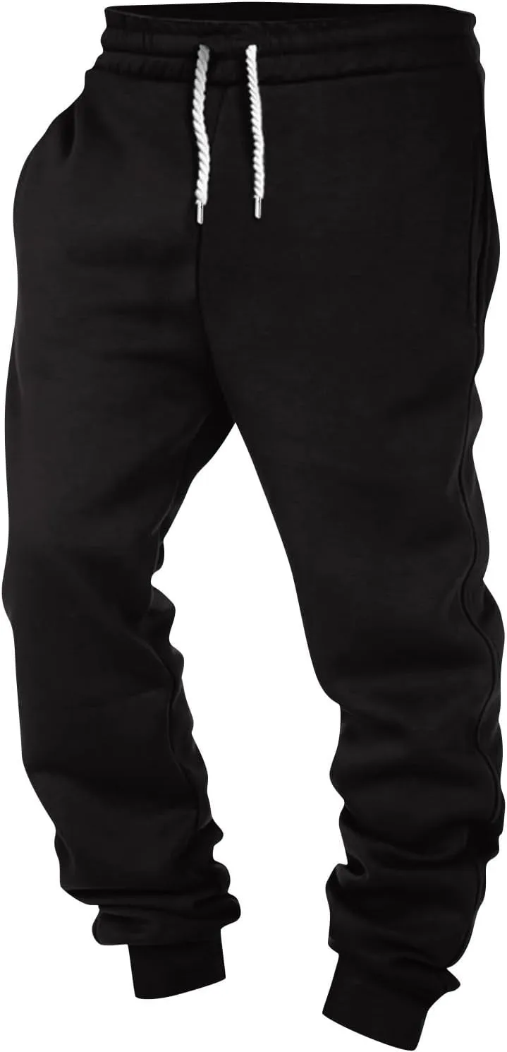 Mens Jogging Pants Baggy Casual Solid Color Sweatpants Stretch Elastic Waist Drawstring Sport Pants with Pockets
