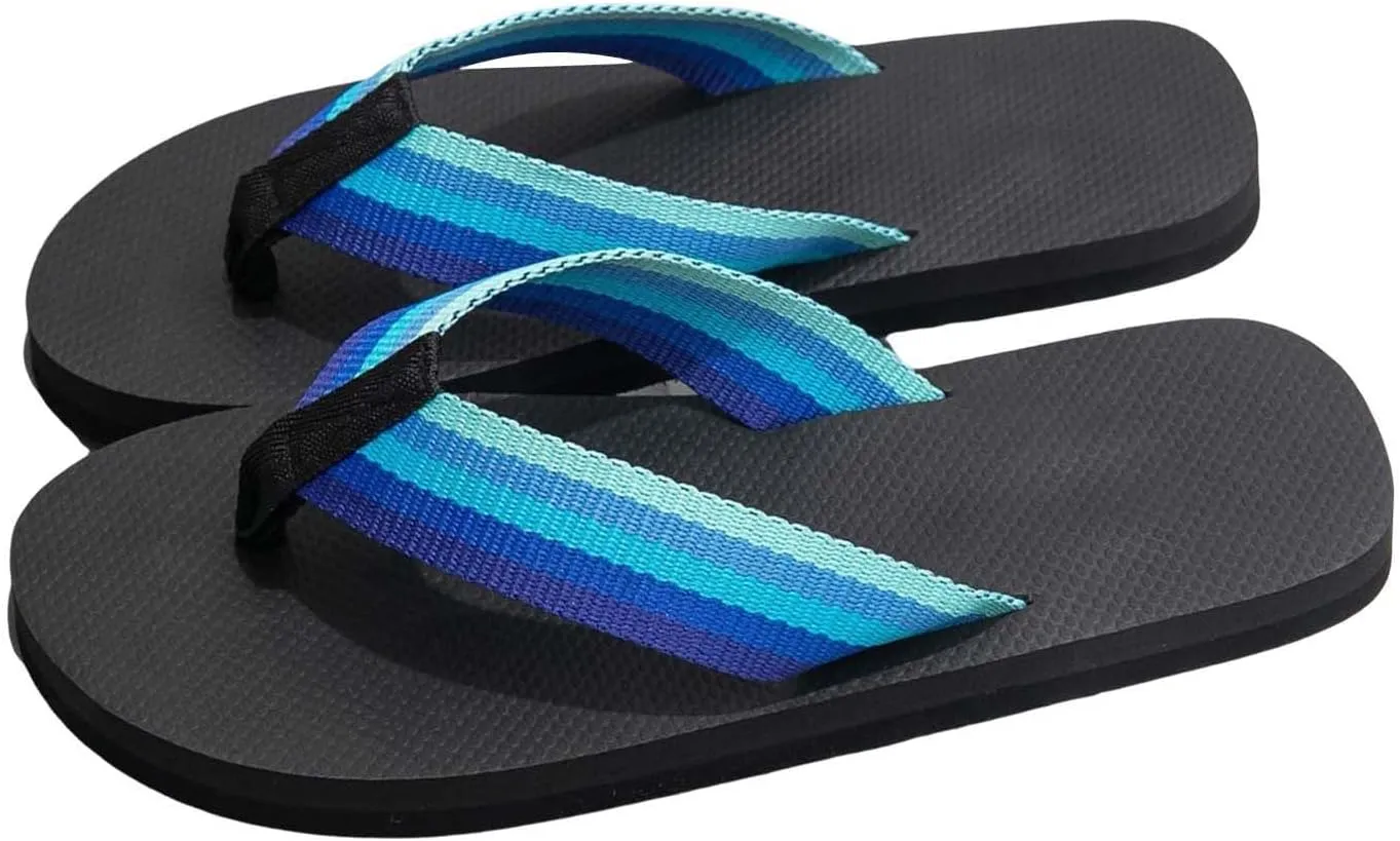 Men's Leather Flip Flops Arch Support Summer Beach Pool Water Thong Sandals Waterproof Rubber Walking Shoes