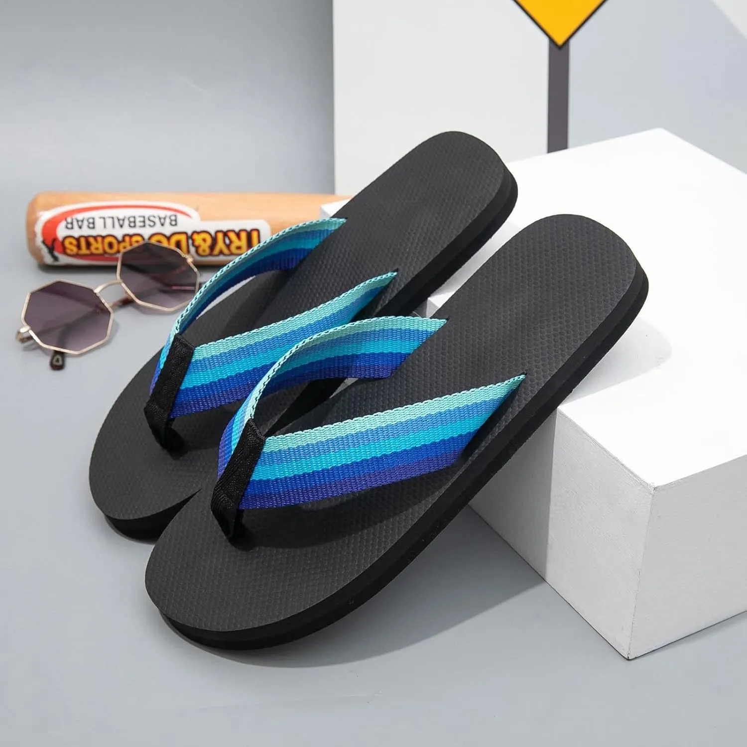 Men's Leather Flip Flops Arch Support Summer Beach Pool Water Thong Sandals Waterproof Rubber Walking Shoes