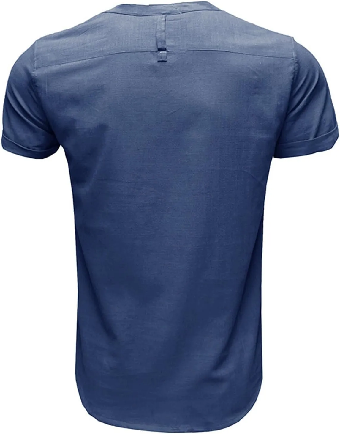 Men's Linen Henley Shirts Short Sleeve Round Neck Hippie Beach T Shirt Casual Summer Solid Color Banded Collar T-Shirt