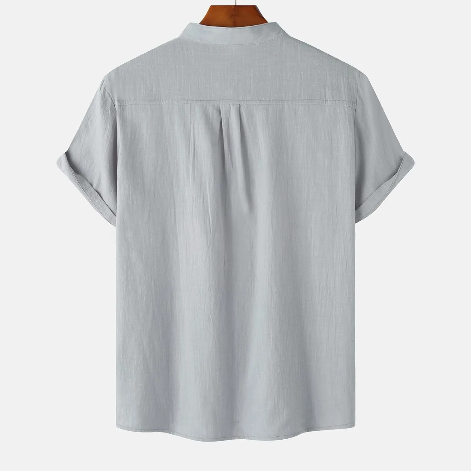 Mens Linen Shirt Slim Fit Cap Sleeve Button Henley Casual Shirts Top Solid Color Fashion Summer Vacation Tees 2025