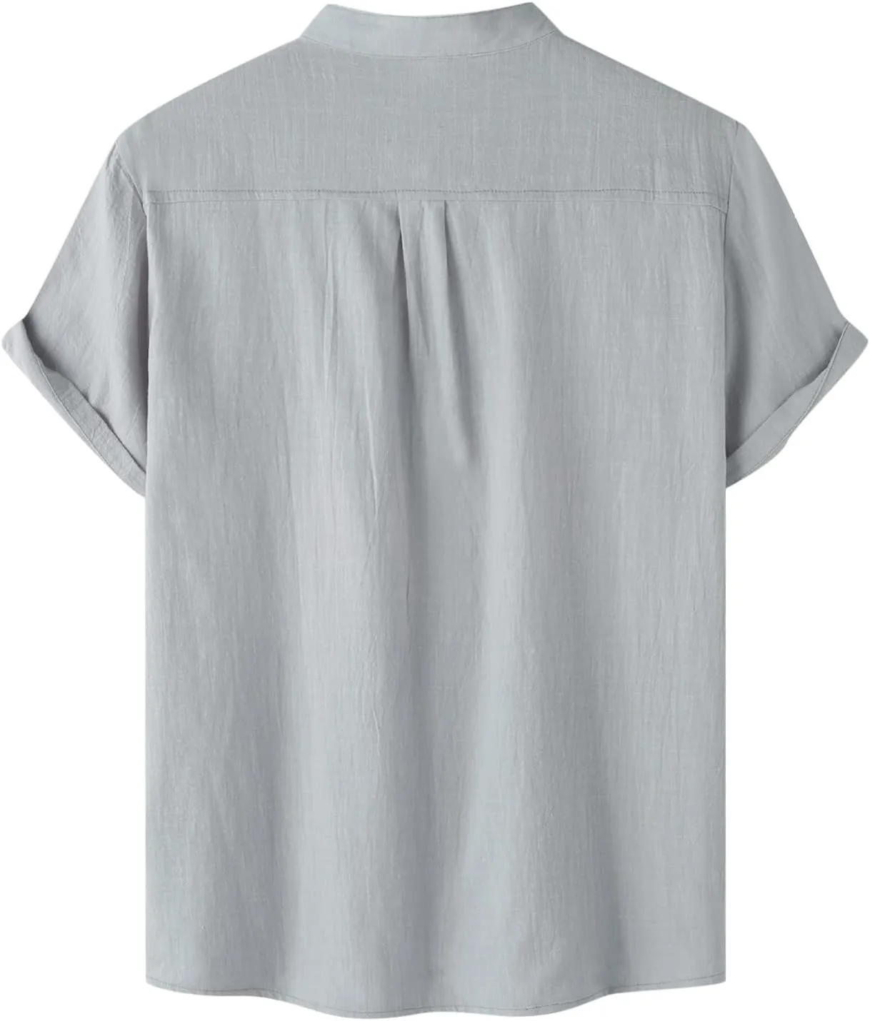 Mens Linen Shirt Slim Fit Cap Sleeve Button Henley Casual Shirts Top Solid Color Fashion Summer Vacation Tees 2025