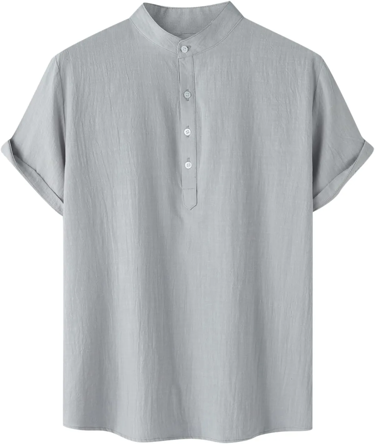 Mens Linen Shirt Slim Fit Cap Sleeve Button Henley Casual Shirts Top Solid Color Fashion Summer Vacation Tees 2025