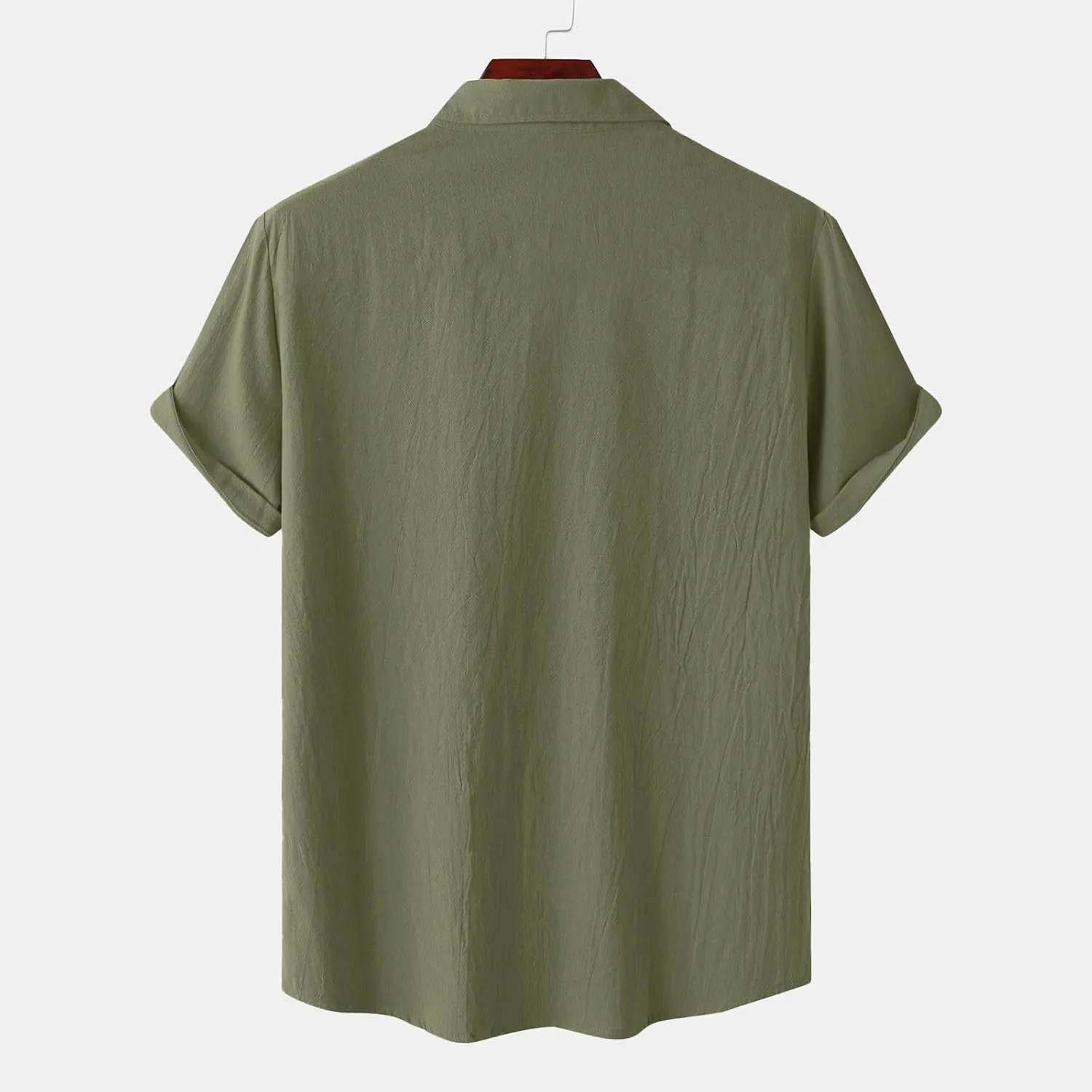 Mens Linen Shirts Short Sleeve Button Down Casual Fishing Shirt Business Dress Clothing Cuban Camp Shirts Summer Tops