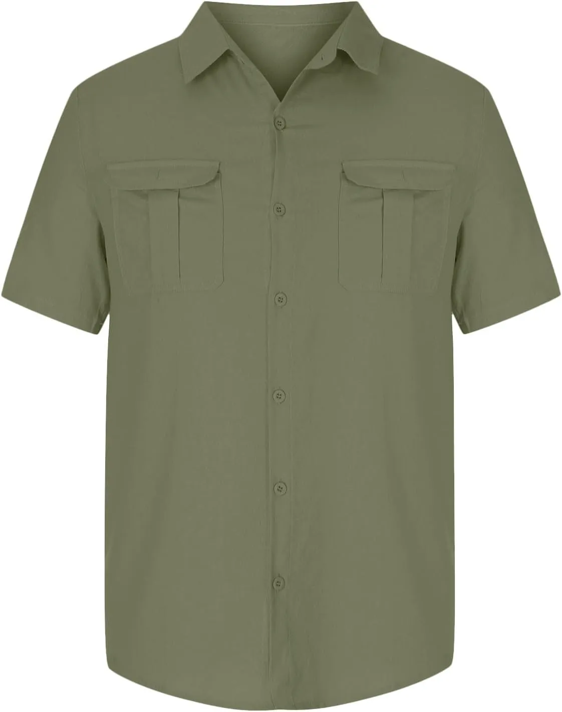 Mens Linen Shirts Short Sleeve Button Down Casual Fishing Shirt Business Dress Clothing Cuban Camp Shirts Summer Tops