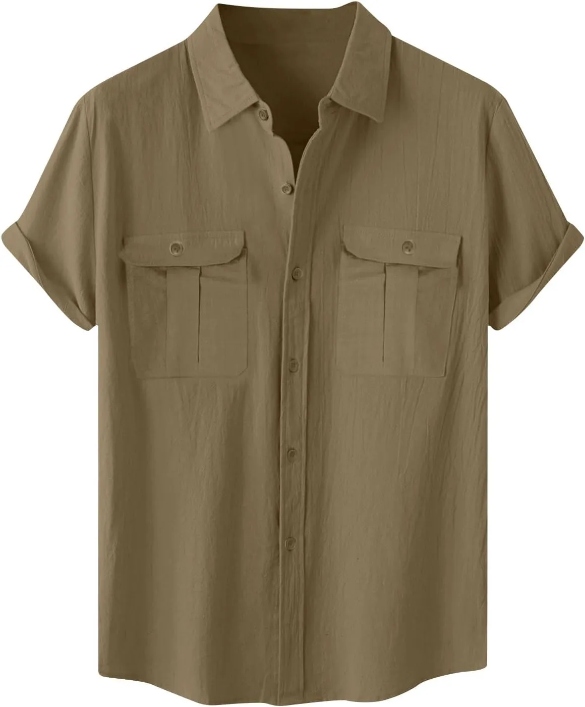 Mens Linen Shirts Short Sleeve Button Down Shirt Hawaiian Untuckit Dress Shirt Casual Summer Beach Tops with Pockets