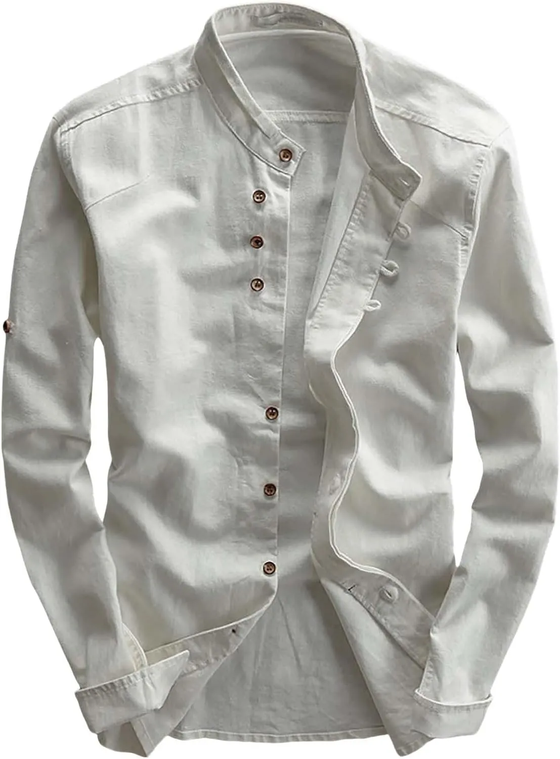 Men's Long Sleeve Button Down Shirts Casual Cotton Linen Shirts for Men Summer Beach Shirt with Pocket