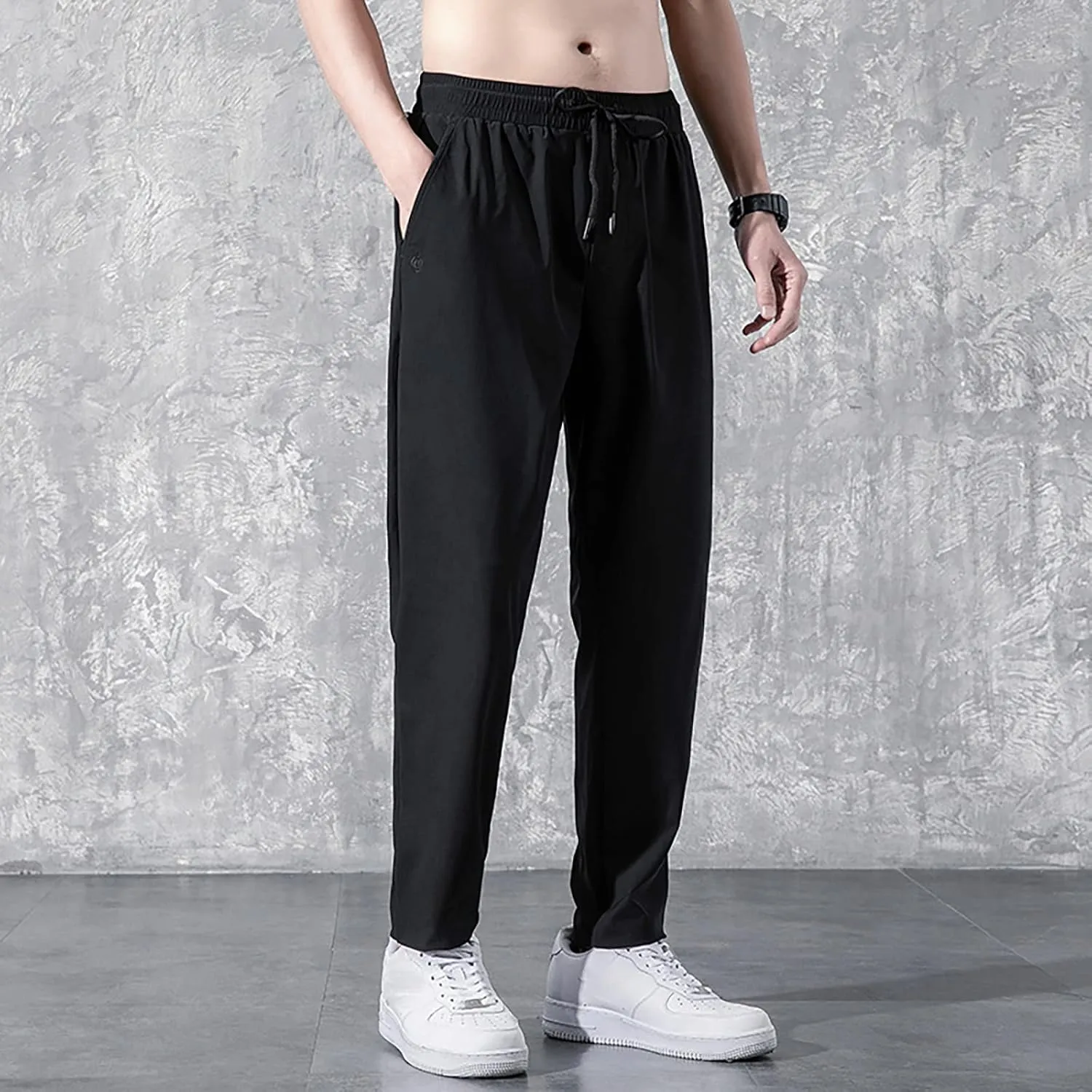 Men's Loose Fit Jogger Pants with Deep Pockets Athletic Basketball Workout Trousers for Running, Training, Gym