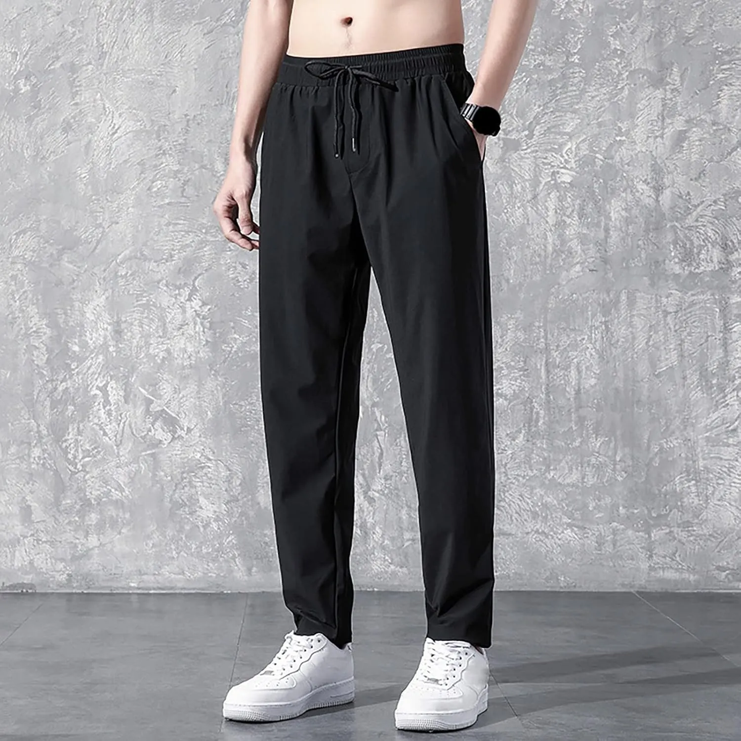 Men's Loose Fit Jogger Pants with Deep Pockets Athletic Basketball Workout Trousers for Running, Training, Gym