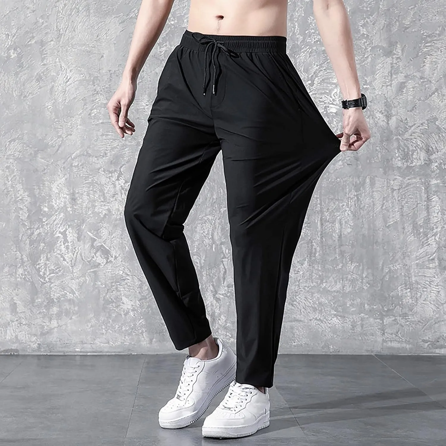 Men's Loose Fit Jogger Pants with Deep Pockets Athletic Basketball Workout Trousers for Running, Training, Gym