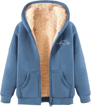 Men's New Casual Fashionable Printed Fleece Hooded Sweatshirt Jacket Coat TopsLong Sleeve Zippr Furry Warm Comfy