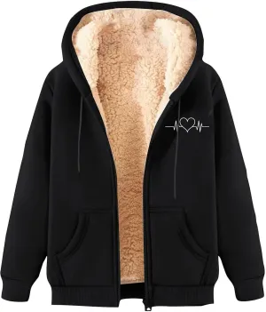 Men's New Casual Fashionable Printed Fleece Hooded Sweatshirt Jacket Coat TopsLong Sleeve Zippr Furry Warm Comfy