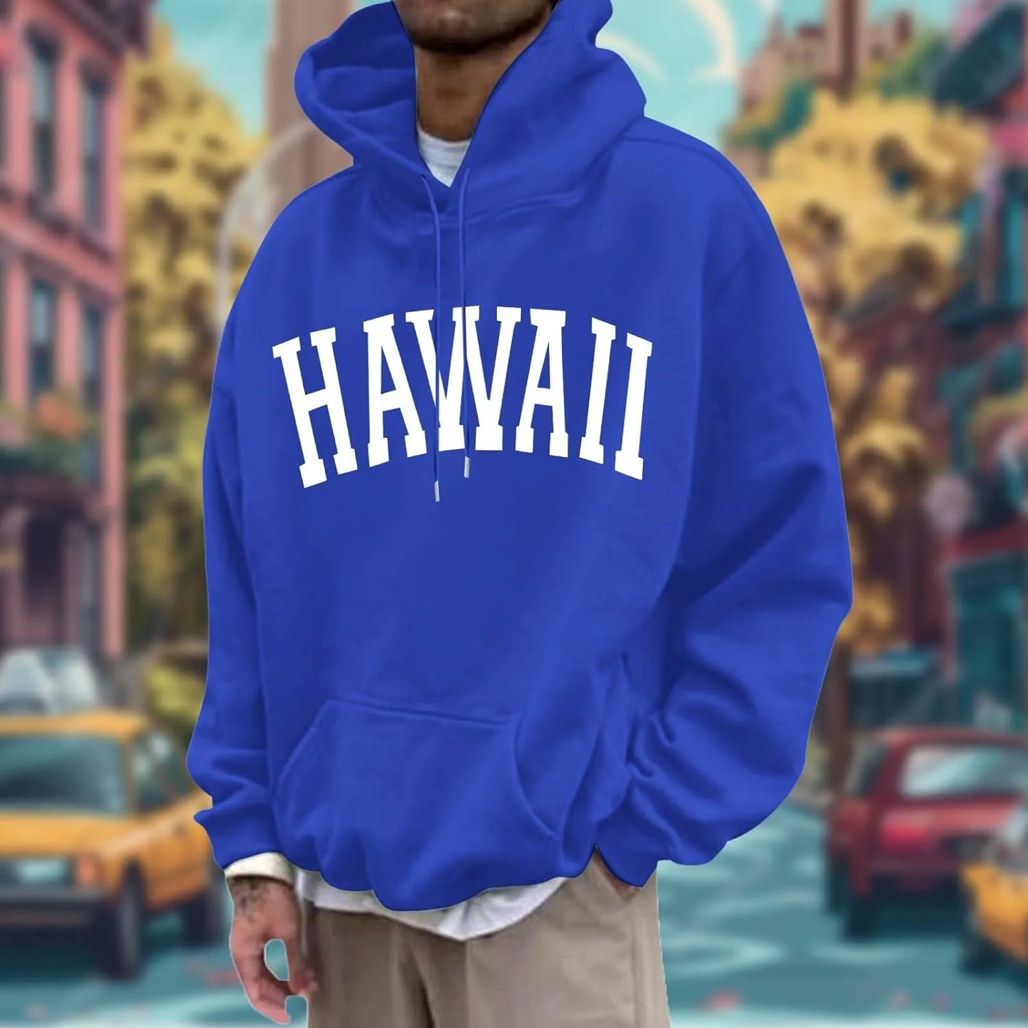 Mens Oversized Hoodie Casual Pullover Long Sleeve Hooded Sweatshirts Trendy Loose Fit Letter Print Hoodies for Men