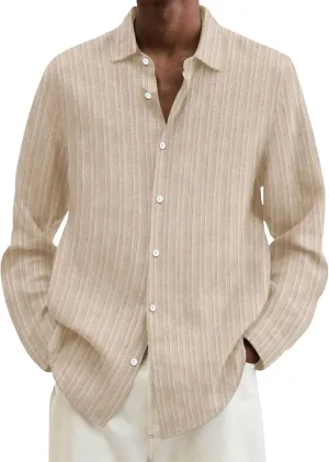 Mens Oxford Shirt Stylish Striped Color Block Long Sleeve Shirts Work Casual Button Down Dress Camisa Summer Beach Top