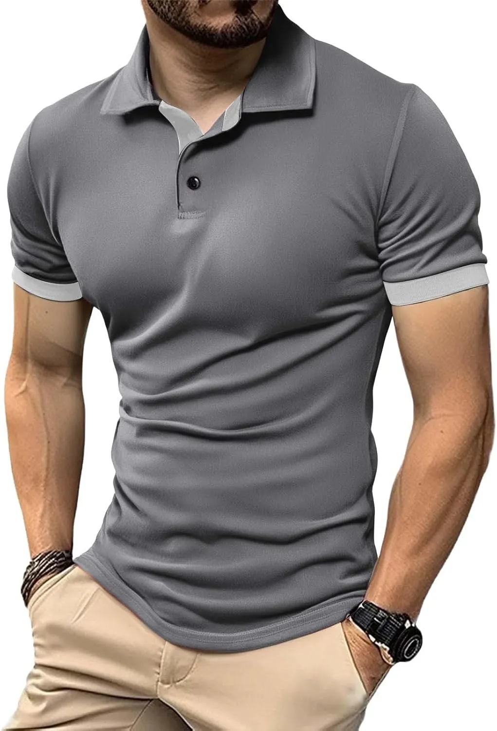 Mens Polo Shirts Breathable Quick Dry Short Sleeve Golf T Shirt Classic Summer Performance Moisture Wicking Gym Tees