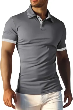 Mens Polo Shirts Breathable Quick Dry Short Sleeve Golf T Shirt Classic Summer Performance Moisture Wicking Gym Tees