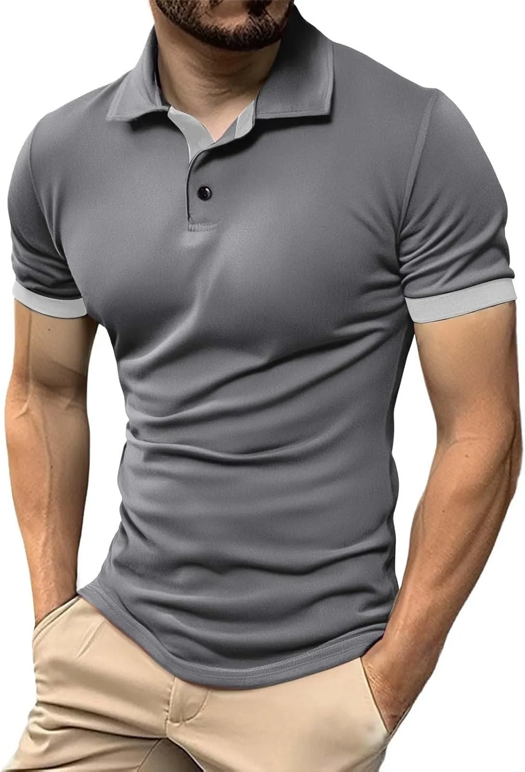 Mens Polo Shirts Breathable Quick Dry Short Sleeve Golf T Shirt Classic Summer Performance Moisture Wicking Gym Tees