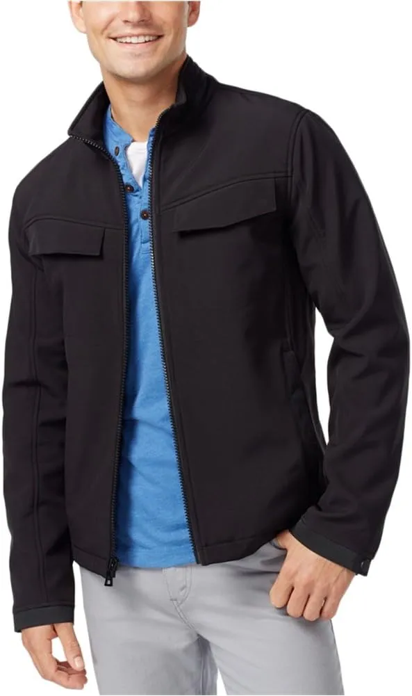 Mens Soft Shell Windbreaker Jacket, Black, Large