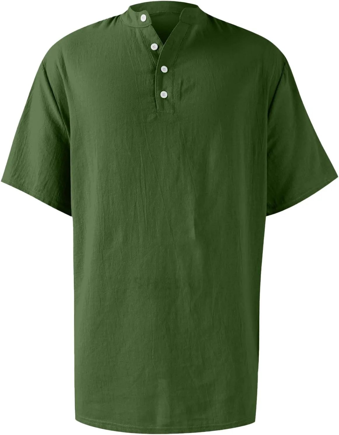 Men's Summer Lightweight Mens Linen Shirt Button Up Top Cotton Beach Tops Round Collar Summer with Pocket