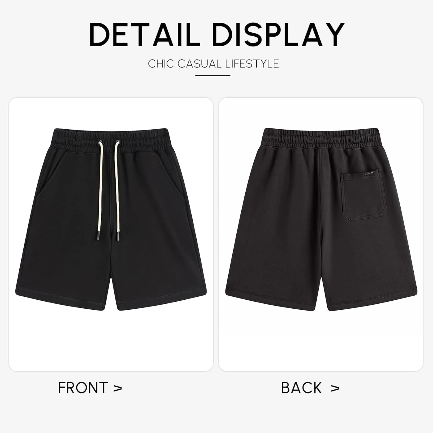 Mens Sweat Shorts with Pockets Drawstring Athletic Gym Shorts Cotton Workout Running Shorts