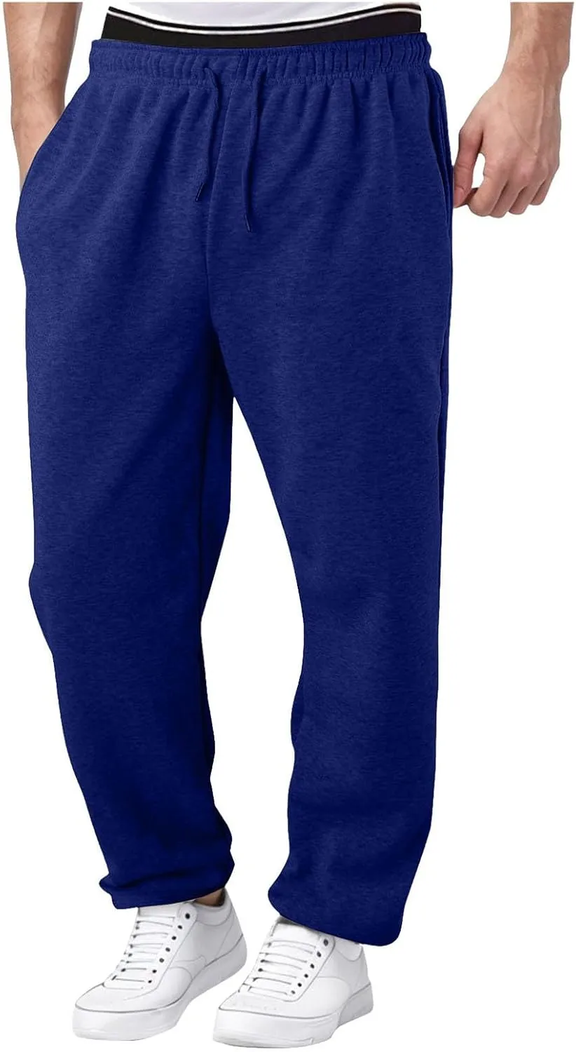 Men's Sweatpants Gym Running Workout Joggers Pants Fitness Track Athletic Solid Trousers Drawstring with Pockets