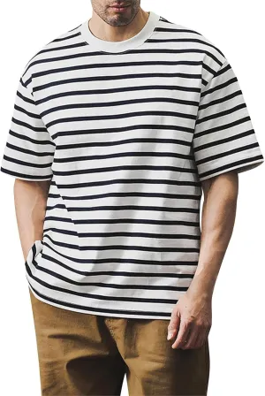 Men's T Shirts Summer Short Sleeve Striped T-Shirt Crewneck Casual Loose Tee Tops Graphic T Shirts, S-4XL