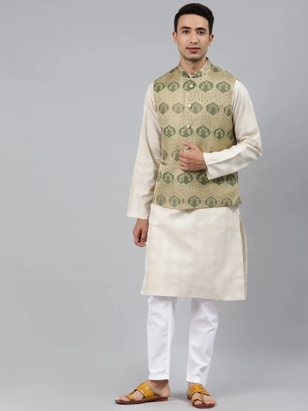 Men's Woven Jaquard Silk Nehru Jacket