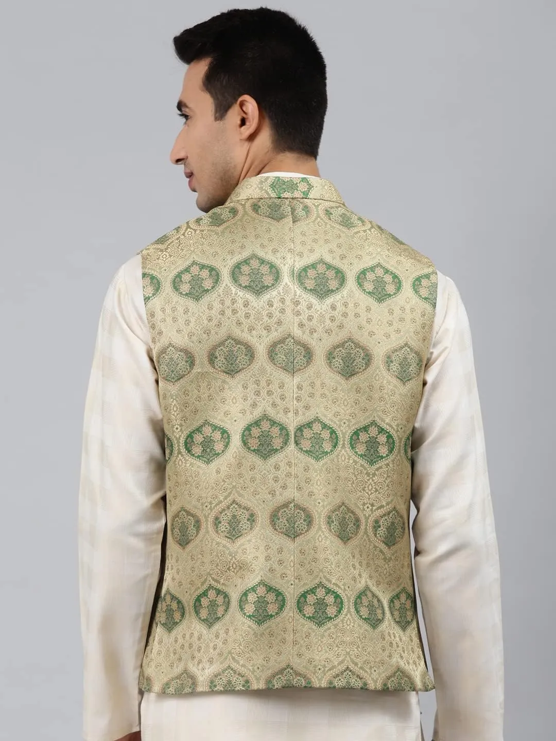 Men's Woven Jaquard Silk Nehru Jacket