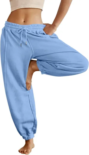 midelxp Womens Fleece High Waisted Sweatpants Baggy Comfy Stretch Workout Joggers Pants Casual Flowy Yoga Pants with Pockets