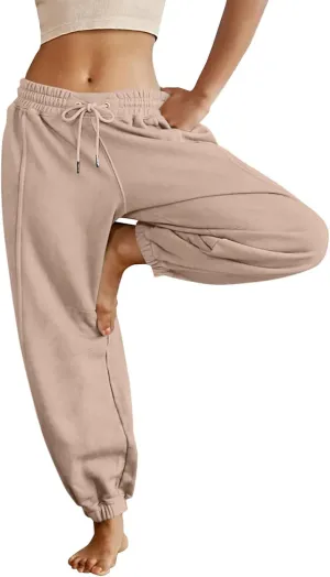midelxp Womens Fleece High Waisted Sweatpants Baggy Comfy Stretch Workout Joggers Pants Casual Flowy Yoga Pants with Pockets
