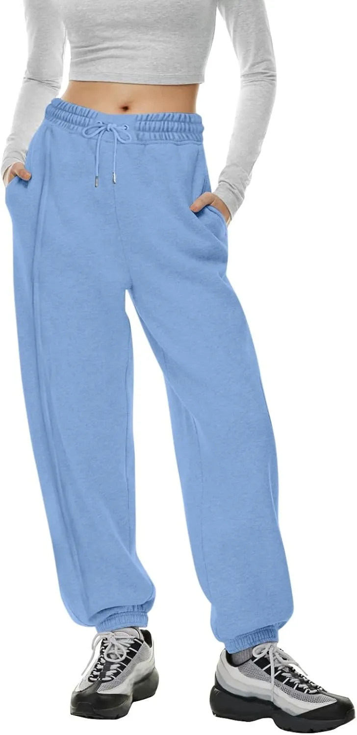 midelxp Womens Fleece High Waisted Sweatpants Baggy Comfy Stretch Workout Joggers Pants Casual Flowy Yoga Pants with Pockets