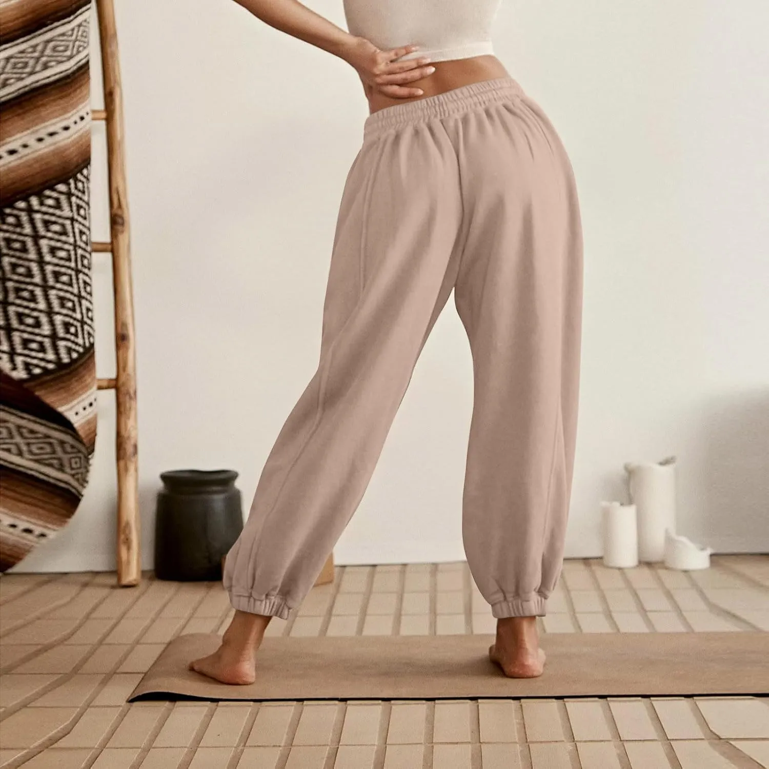 midelxp Womens Fleece High Waisted Sweatpants Baggy Comfy Stretch Workout Joggers Pants Casual Flowy Yoga Pants with Pockets