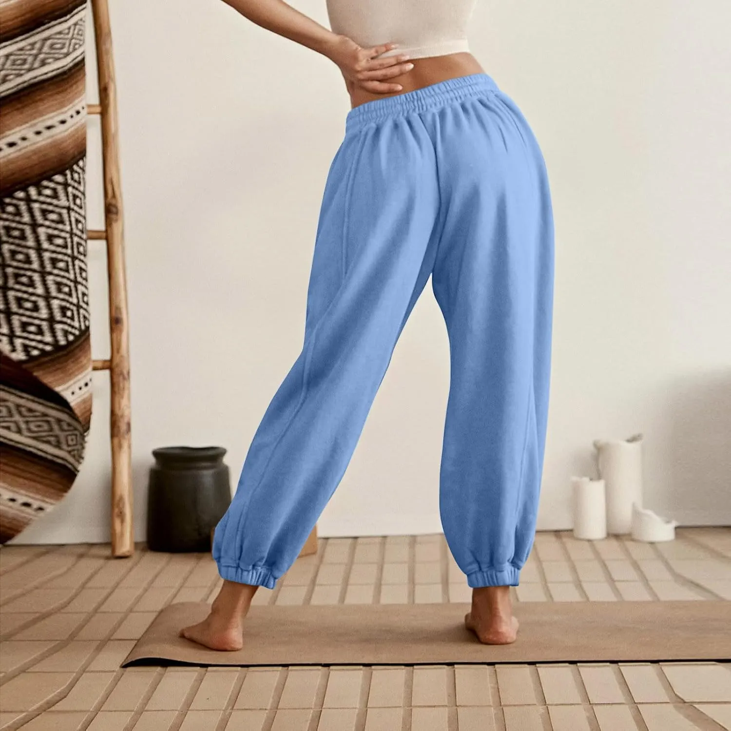 midelxp Womens Fleece High Waisted Sweatpants Baggy Comfy Stretch Workout Joggers Pants Casual Flowy Yoga Pants with Pockets