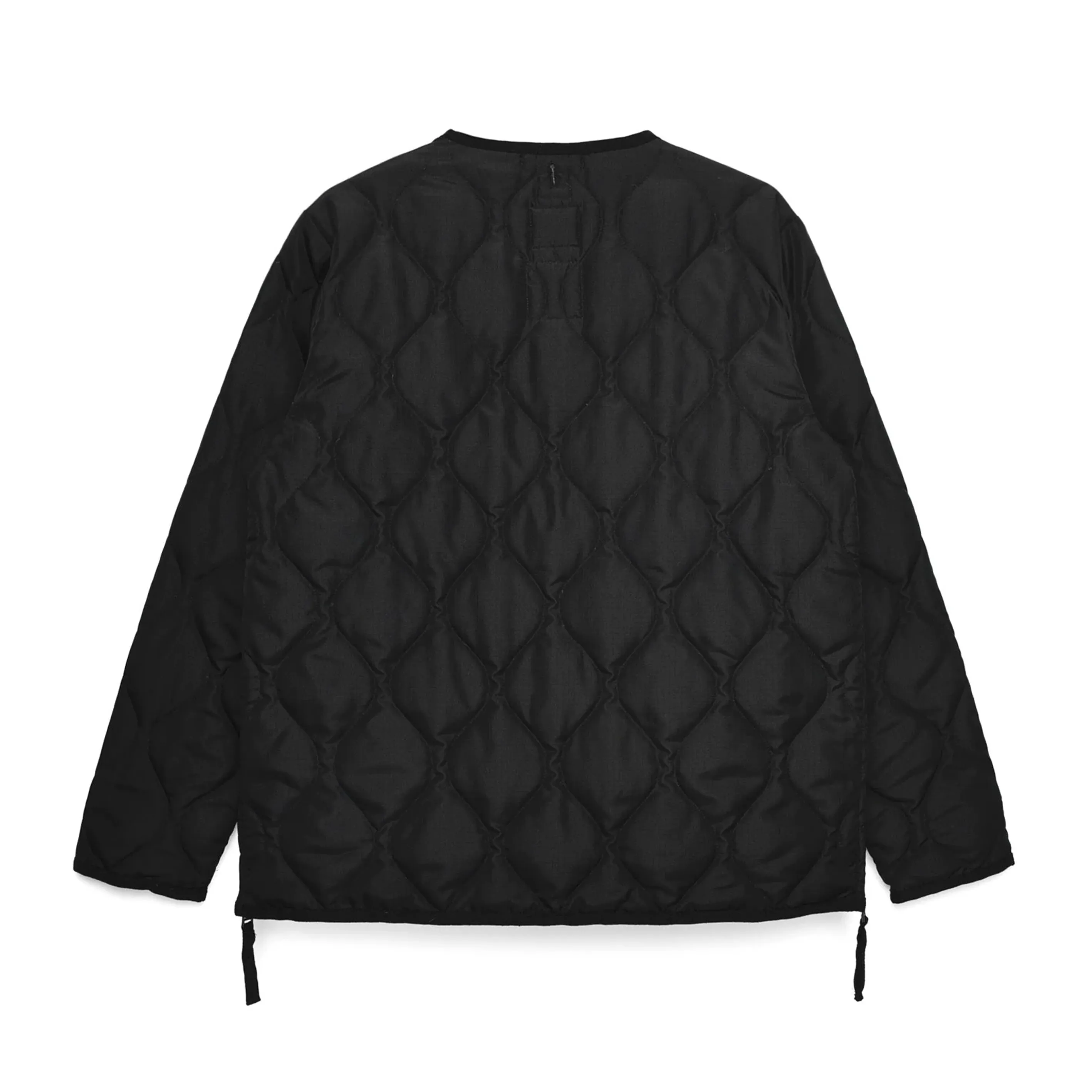 Military Zip V-Neck Down Jacket - Black